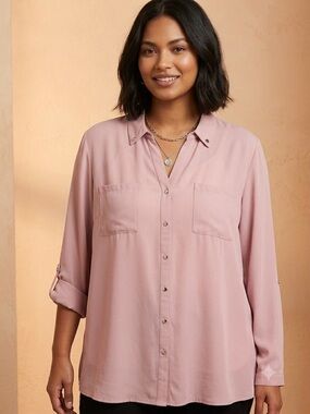 Reitmans semi-sheer Blush Pink Shirt Layering Blouse 14 Plus